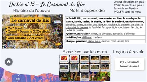 dicte le carnaval de rio cm2|15. Le carnaval de Rio